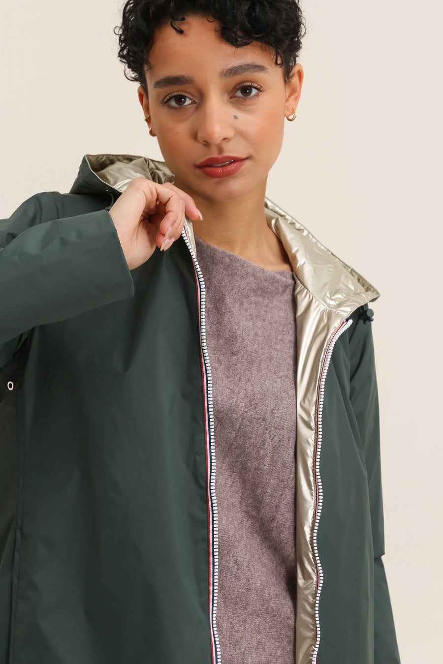 Imperméable réversible | Laura Jo #couleur_vert-foret