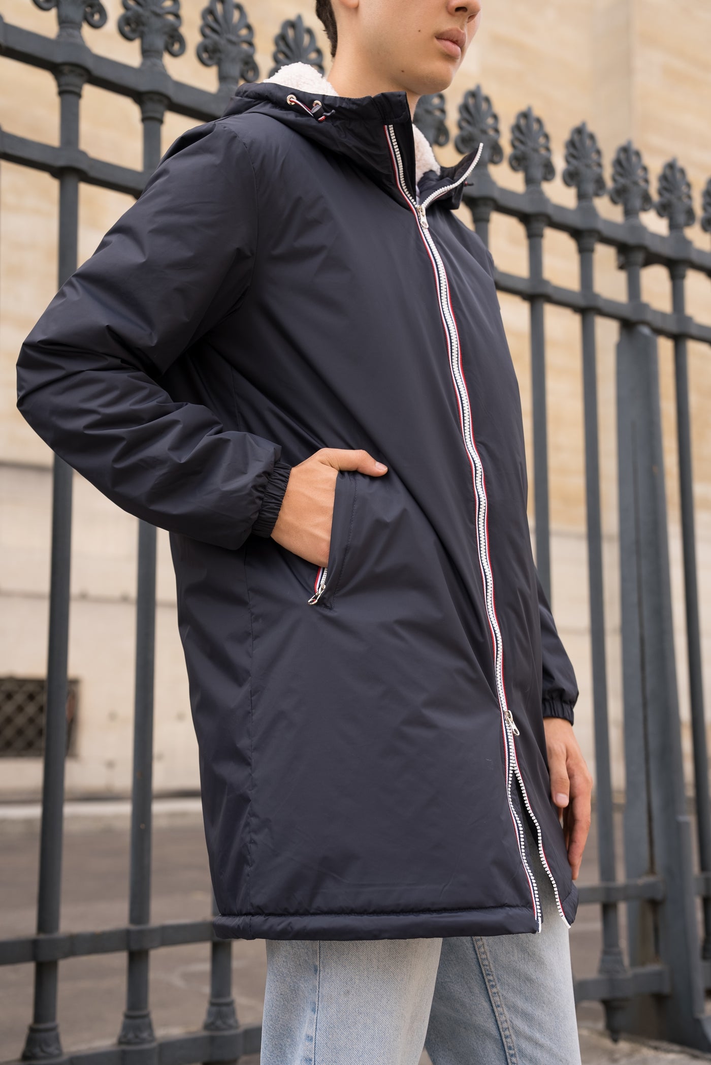 parka homme fourrure #couleur_marine