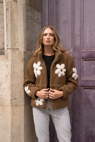 veste sherpa femme #couleur_camel