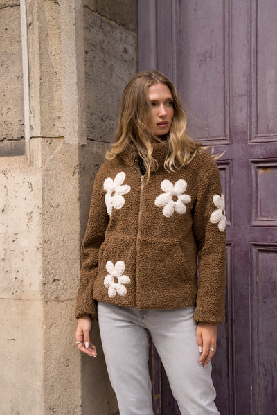 veste sherpa femme #couleur_camel